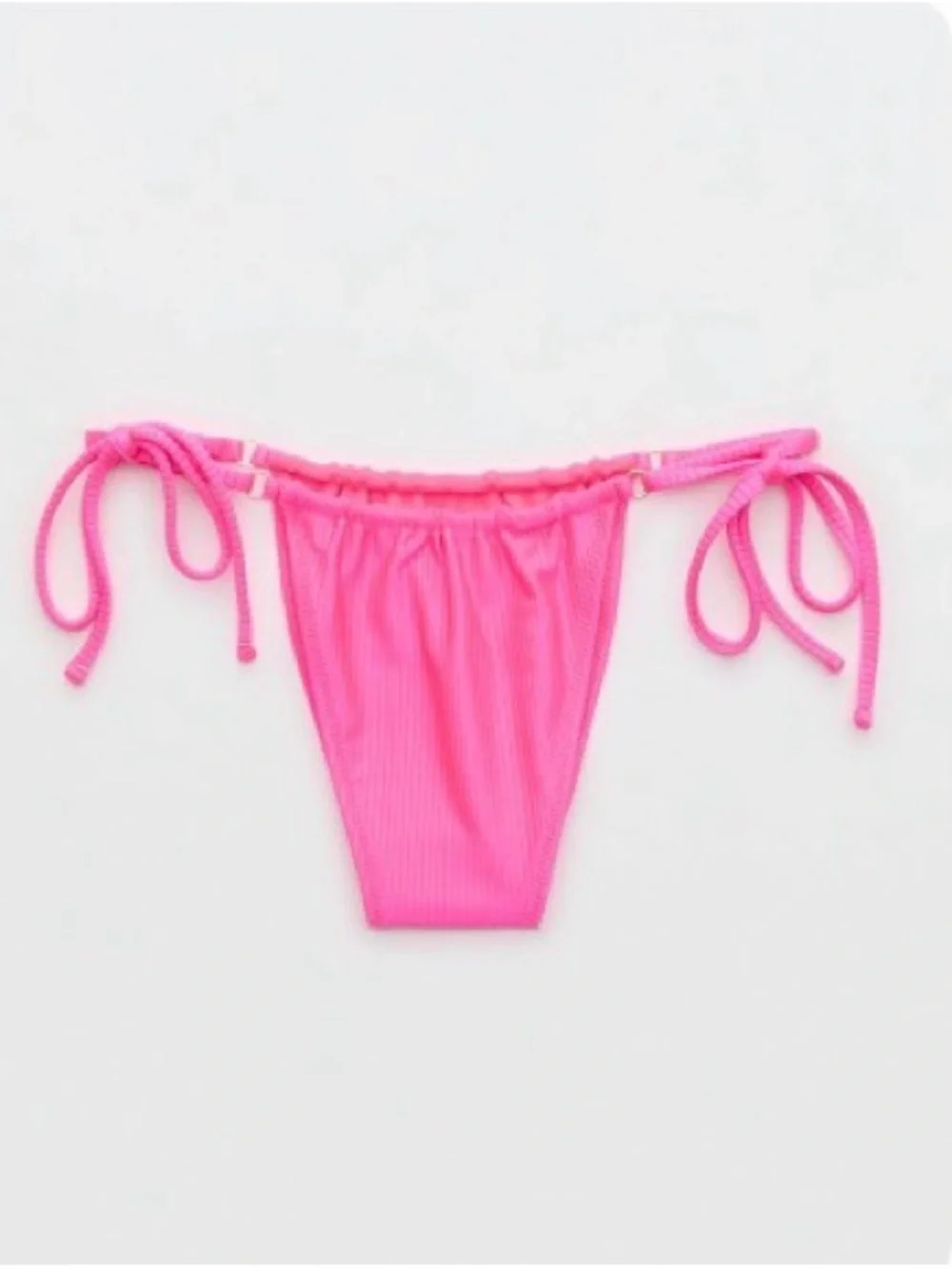 Aerie Shine Rib Miami Pink Bikini Set Size M – NWT